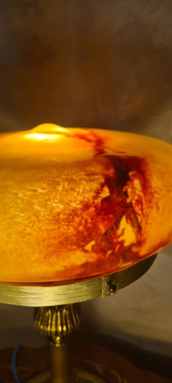 lampe  ancienne bronze massif 51x33x6kg pate verre 1920