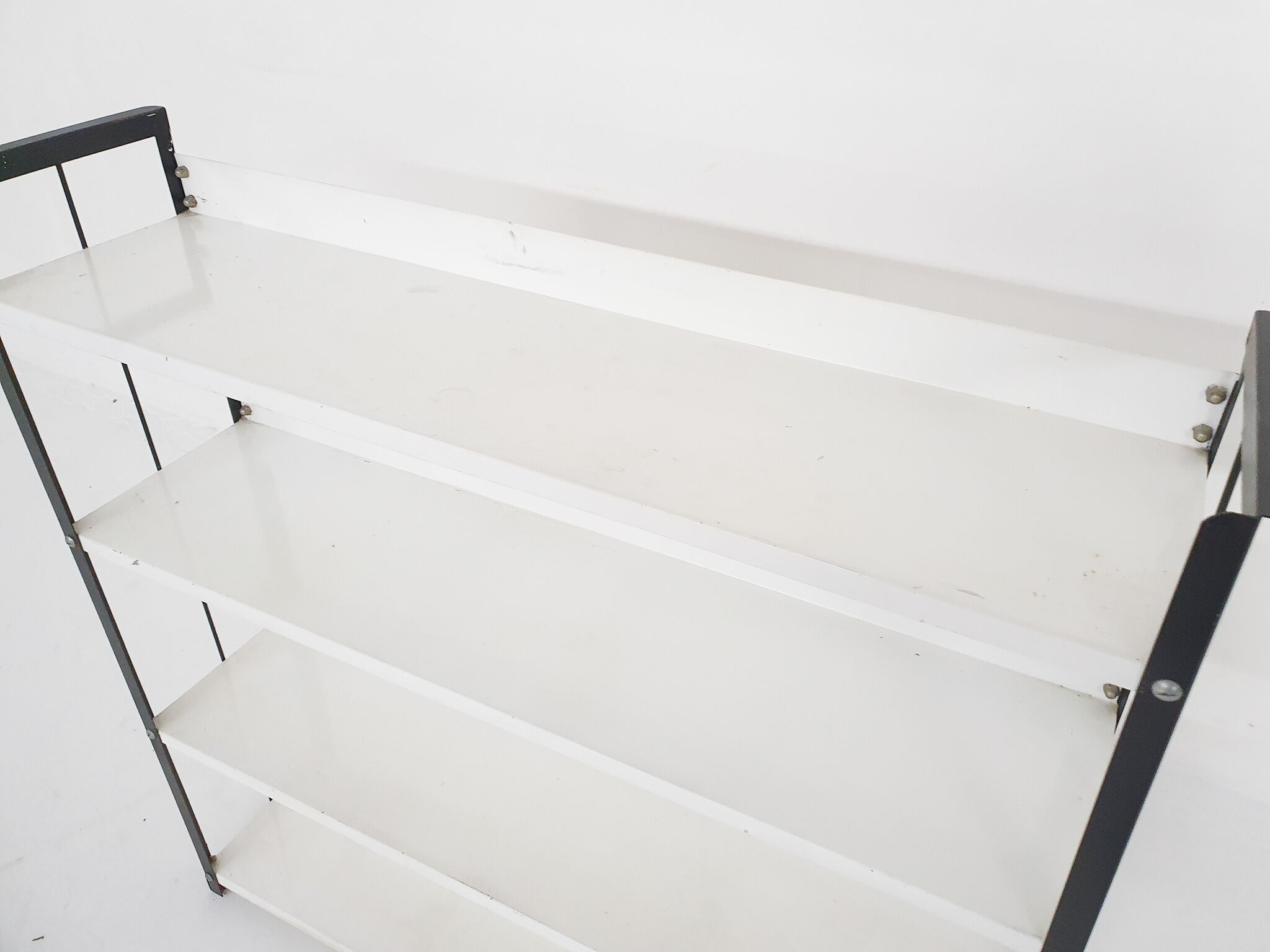 Black and white metal book shelves attrb. to Tomado, Holland, 1950's