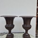 Pair of Medici cast iron vases from a bourgeois house - H73cm