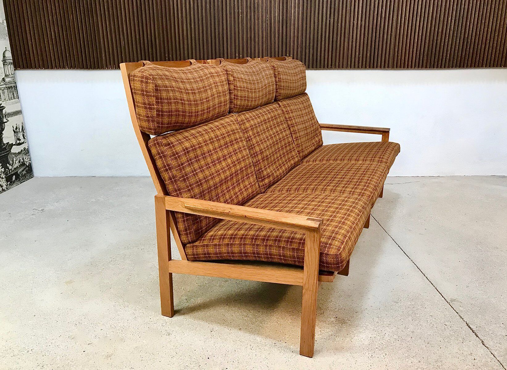 3-seater highback Capella sofa in oak by Illum Wikkelsø, Denmark 1960s