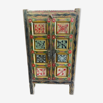 Pakistan, swat valley, old 2-door wardrobe from the 19th century with its original polychromy