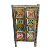 Pakistan, swat valley, old 2-door wardrobe from the 19th century with its original polychromy