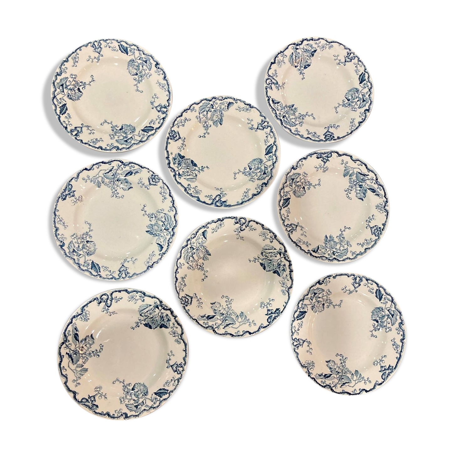 Lot of 8 plates KG Lunéville model Fontainebleau