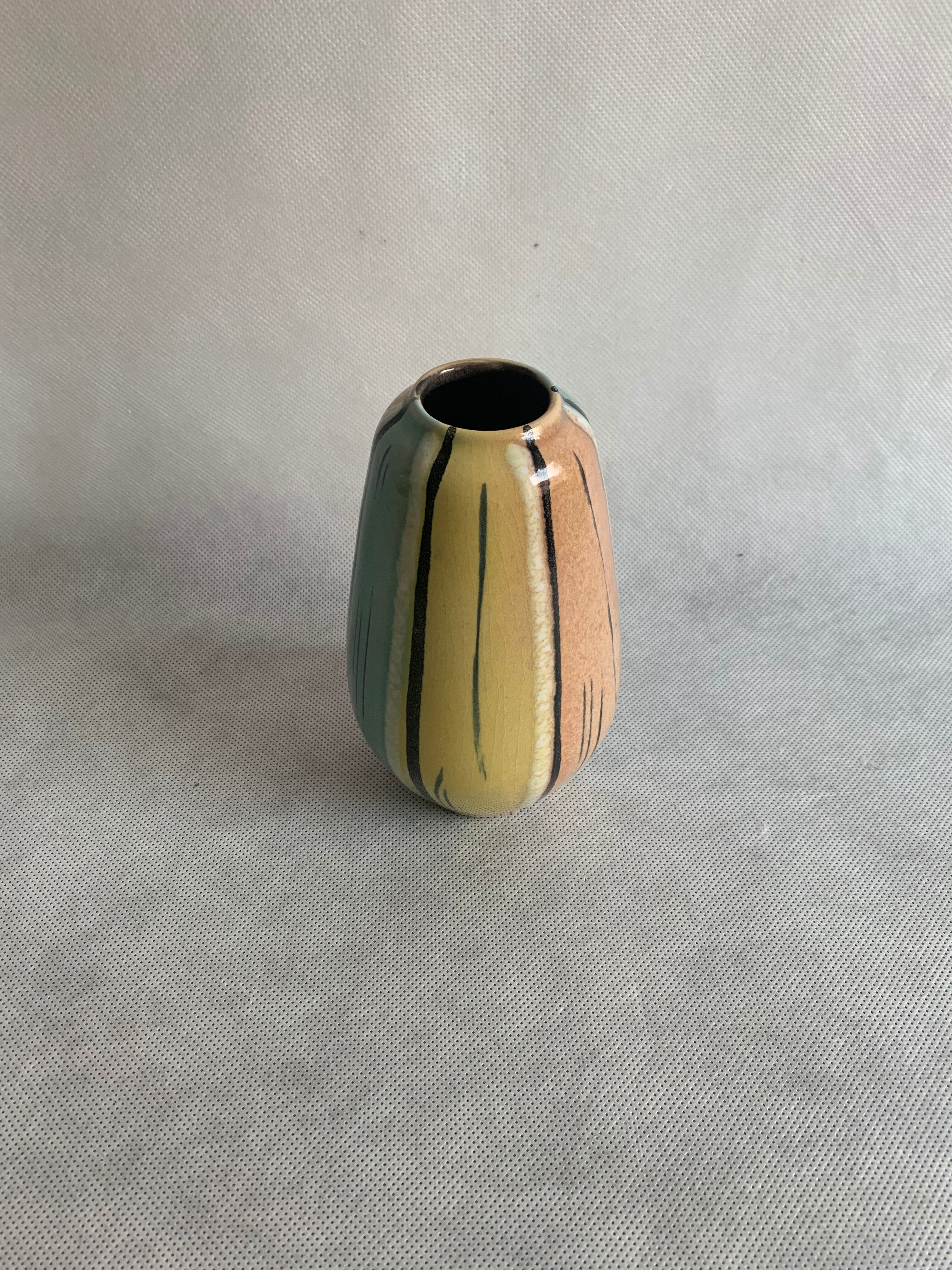 Pottery vase in pastel colors, 1970s