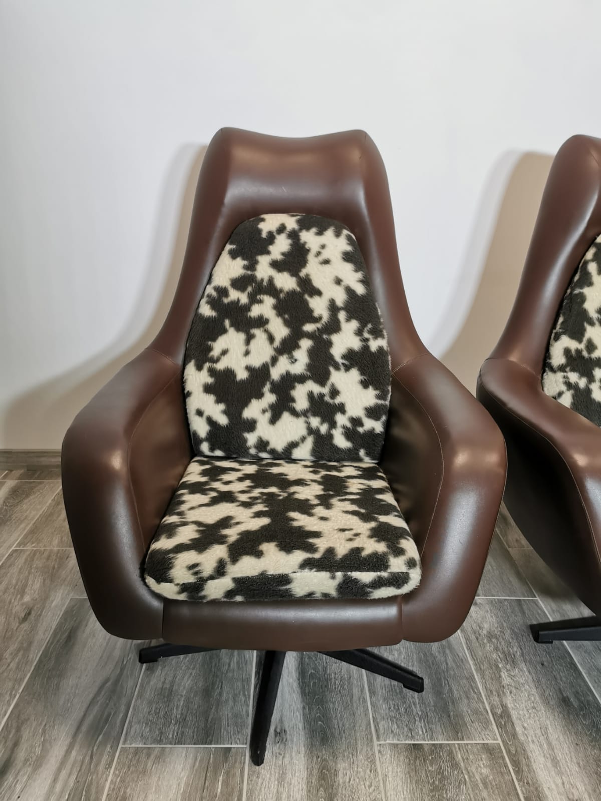 Mid century swivel armchairs