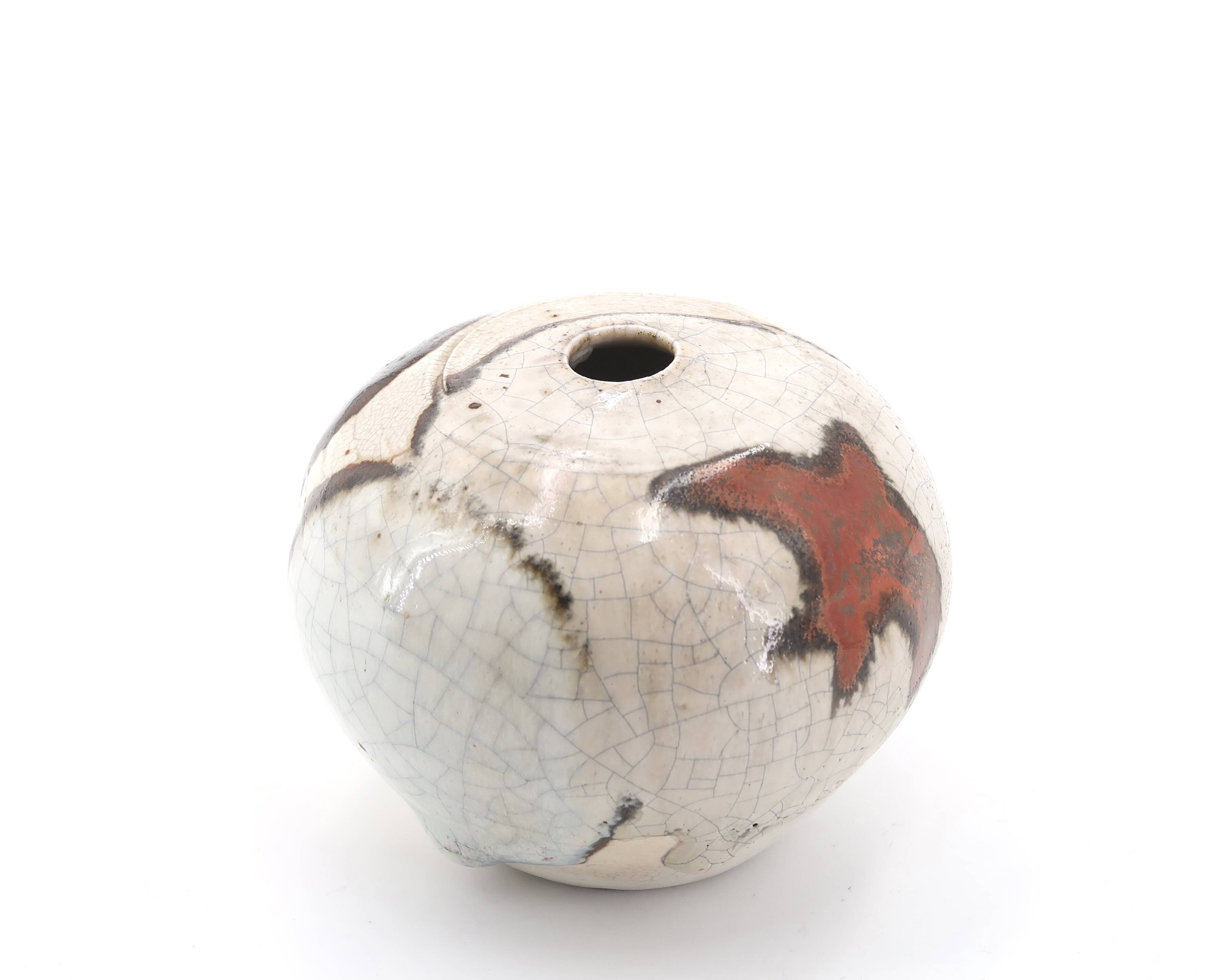 Signed ceramic vase with abstract decoration, 1970s