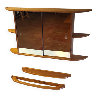 Solid pine bathroom cabinet with shelf - mid 20th century.