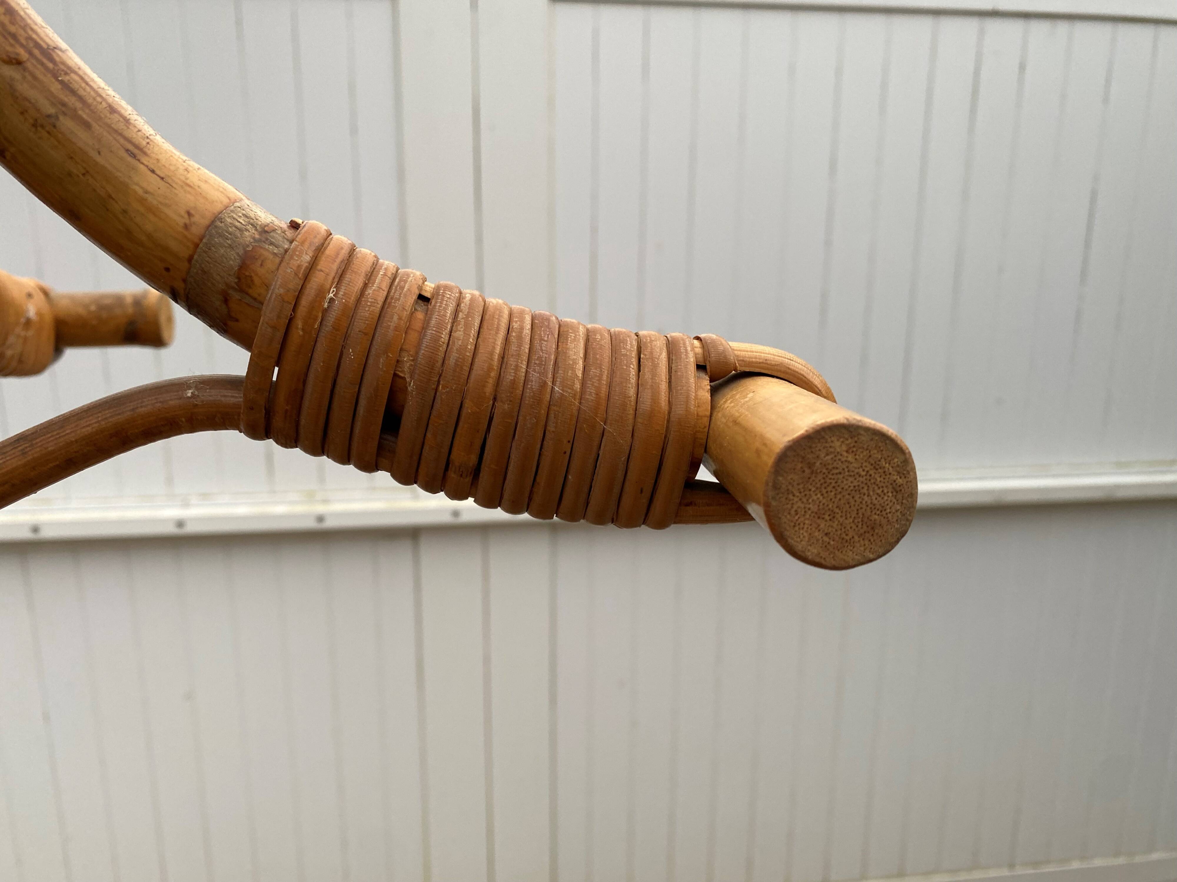 Vintage 1970s rattan coat rack