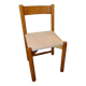 Vintage wooden chair with cream white corduroy seat