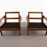 Paire de fauteuils noir par Illum Wikkelsoe pour Niels Eilersen, Danemark