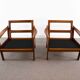 Pair of teak chairs in black leather by Illum Wikkelsoe for Niels Eilersen, Denmark