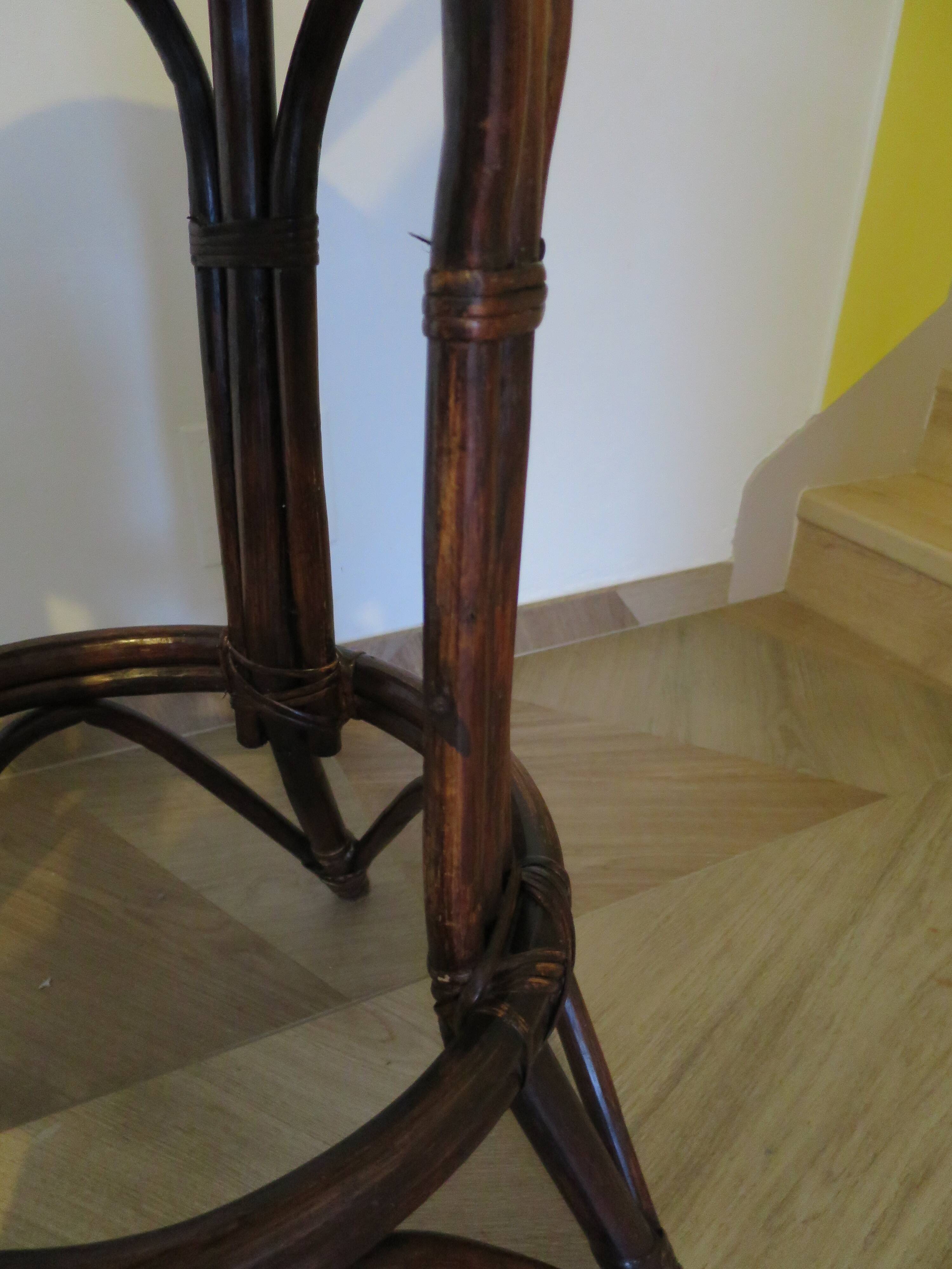 Set of 2 swivel bar stools / chairs - wood - cane - rattan - 80s