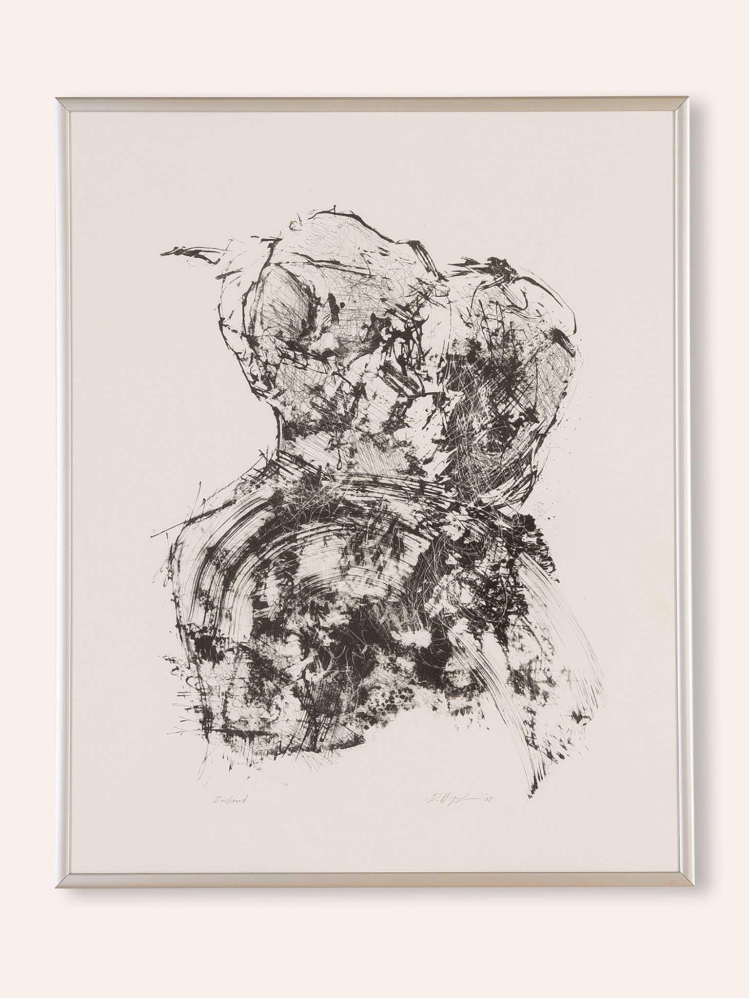 Rose, B/W Woodcut, 41 x 51 cm