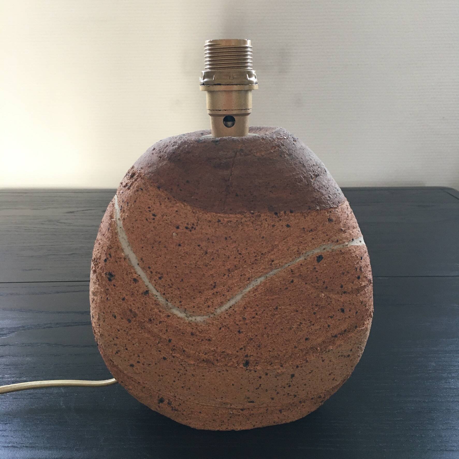 Pied de lampe 70´s en grès bicolore