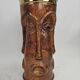 Sculptural copper umbrella stand with tribal faces, 1970s