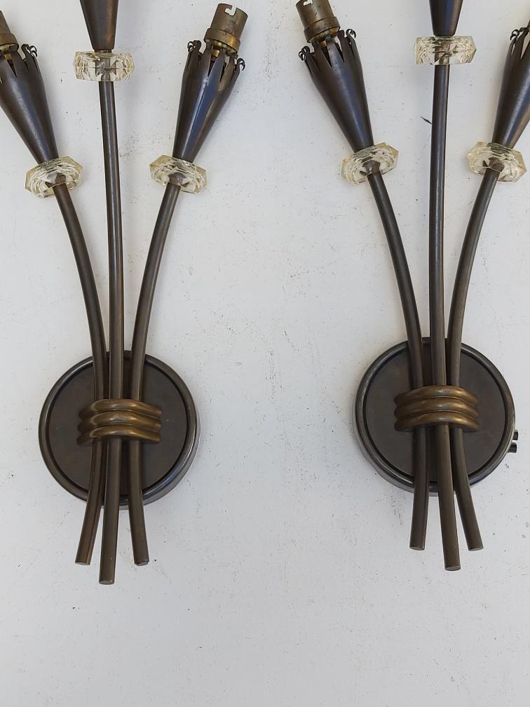 Pair of arum sconces edition Lunel Paris 50s