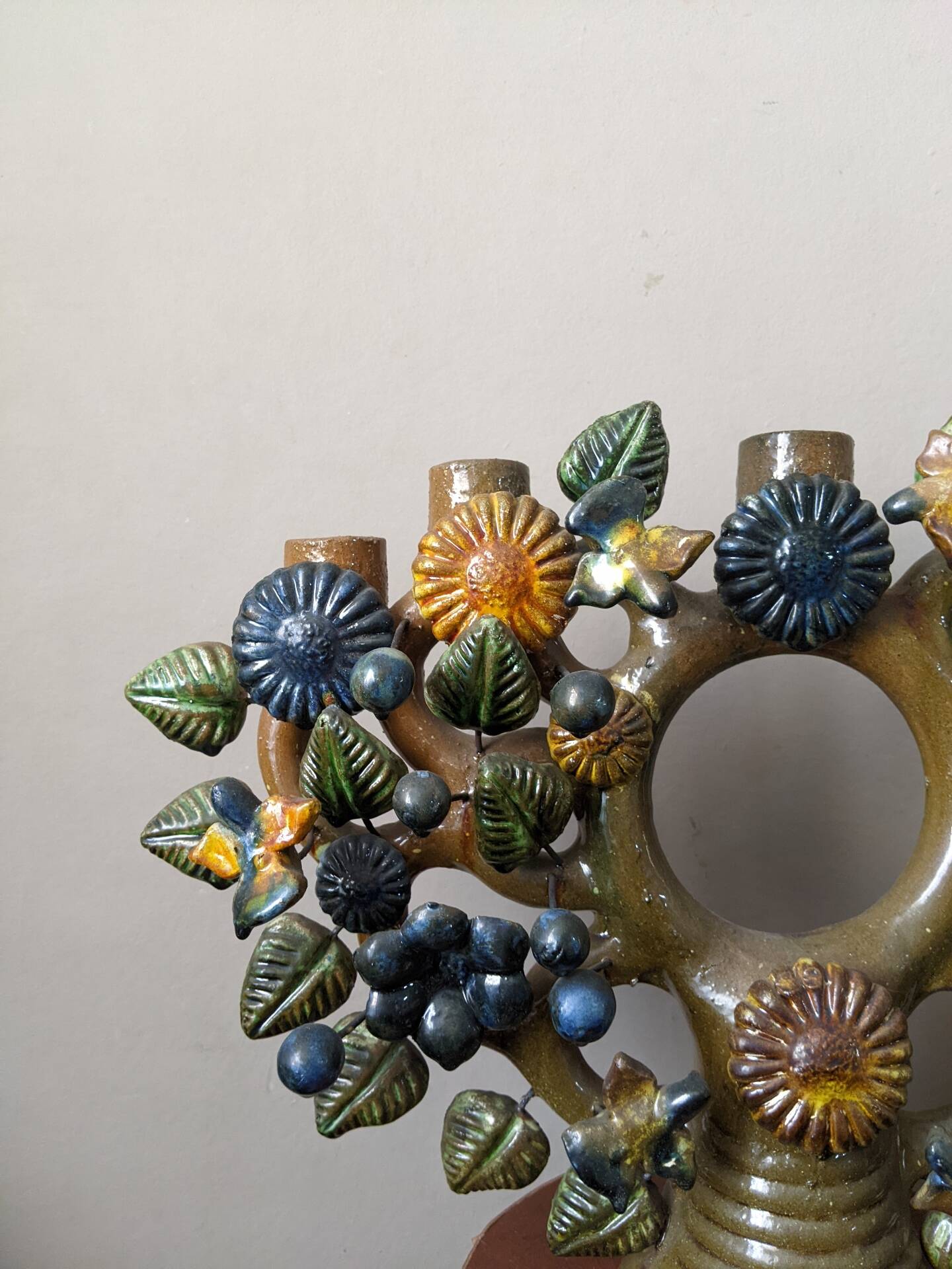 Artisanal chandelier tree of life Mexico in ceramic