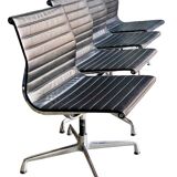 Eames Vitra chaise d'appoint en cuir alu lot de quatre