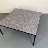 Mid-Century Modernist Rectangular Bleu Black Steel and Ceramic Coffee Table, 1960s