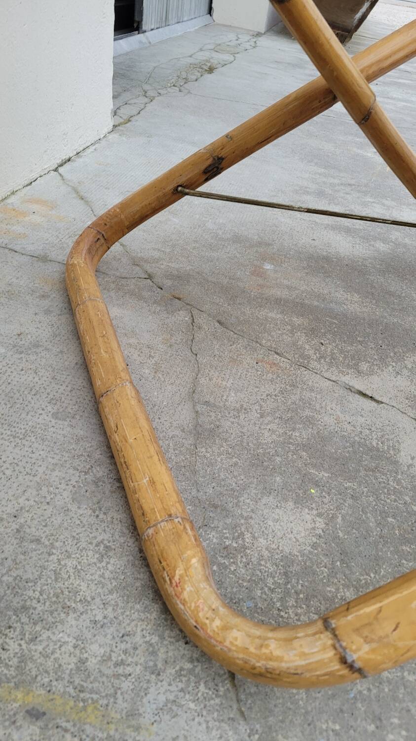 Vintage bamboo deck chair armchair 1950s Italy