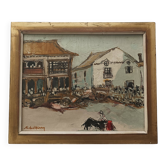 Michel Henry (1928-2016) Tableau huile sur toile "Toros a Pedraza"