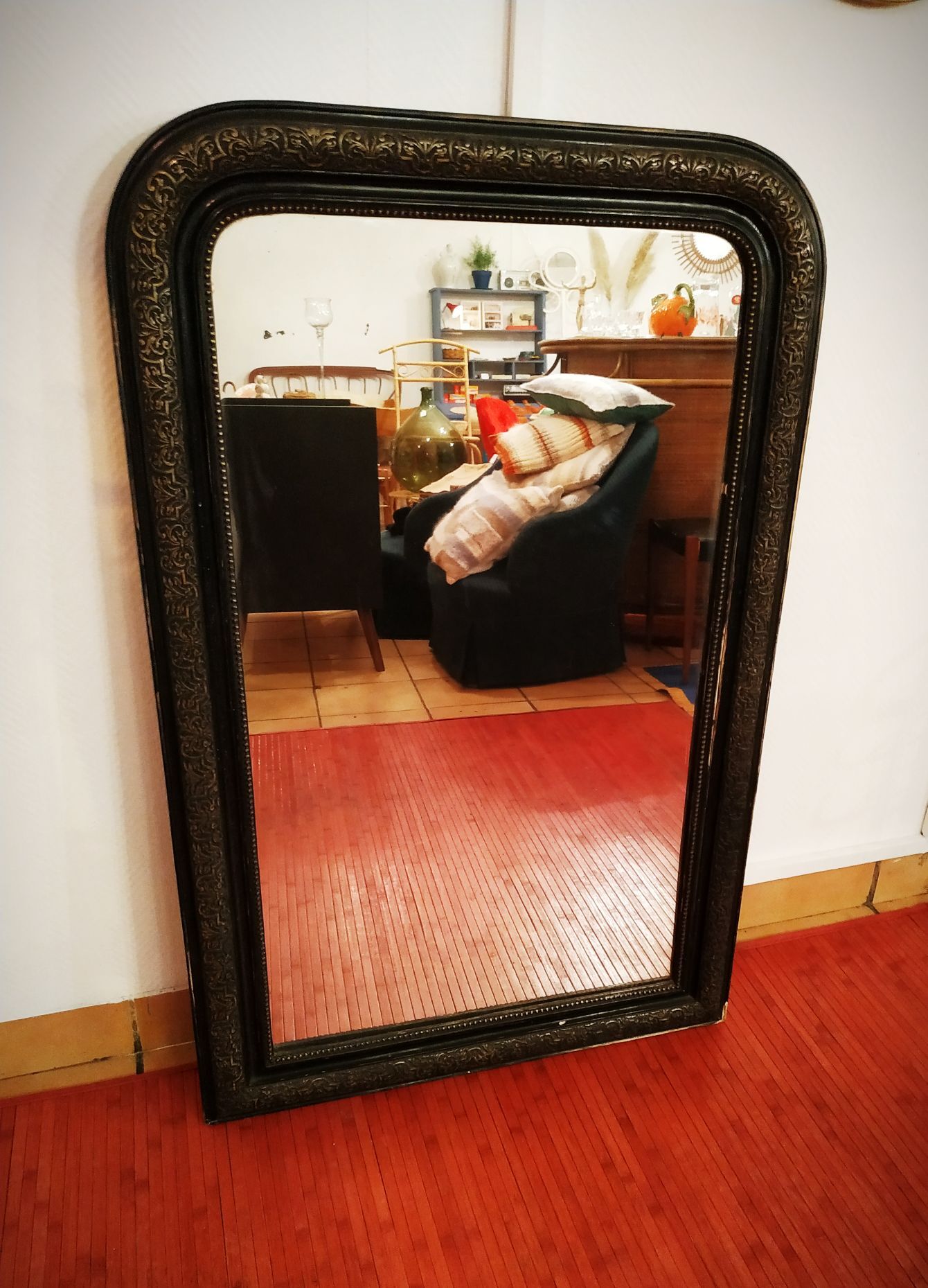 Louis Philippe black and gold mirror