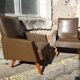 Vintage Scandinavian olive green armchairs