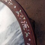 19th century Asian pedestal table with mother-of-pearl and brass inlay