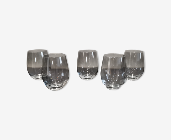 5 gobelets à eau boule en verre de couleur gris/noir fumé vintage | Selency