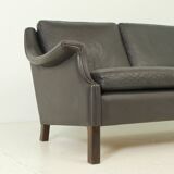 Canapé trois places Aage Christiansen en cuir marron foncé, 1960's