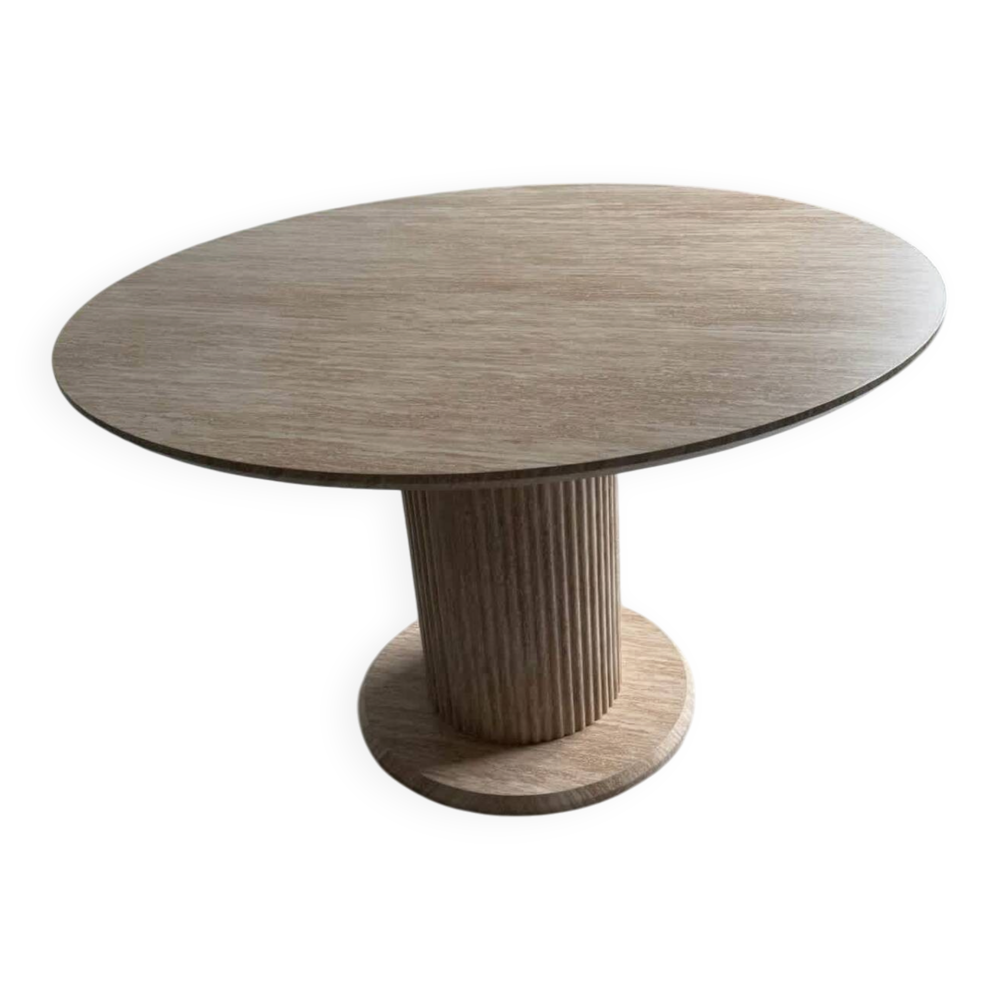 Table ronde effet travertin