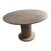 Table ronde effet travertin