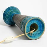 1960s Rimini Blue ceramic table lamp by Aldo Londi for Bitossi Italy