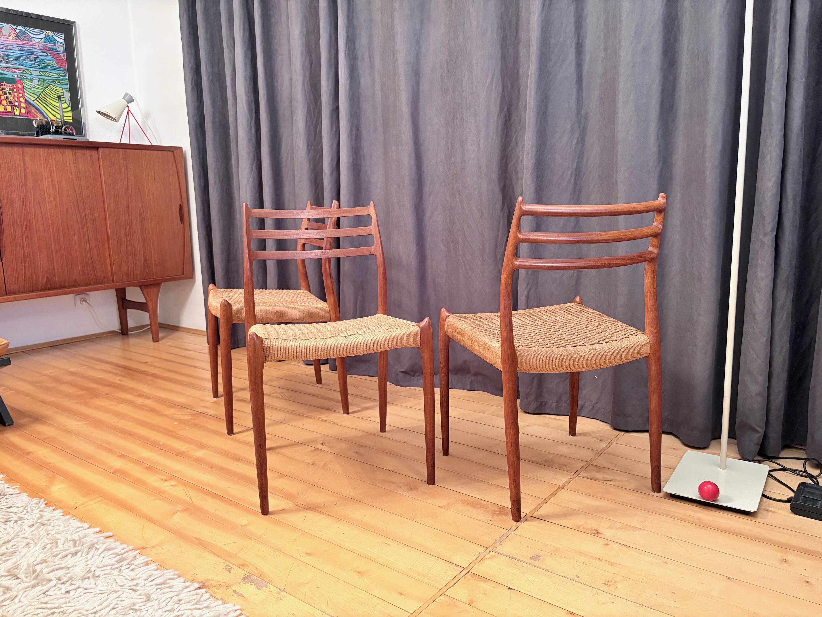 Set of three chairs, model 78, designed by Neils O. Möller, JL Møllers Møbe.
