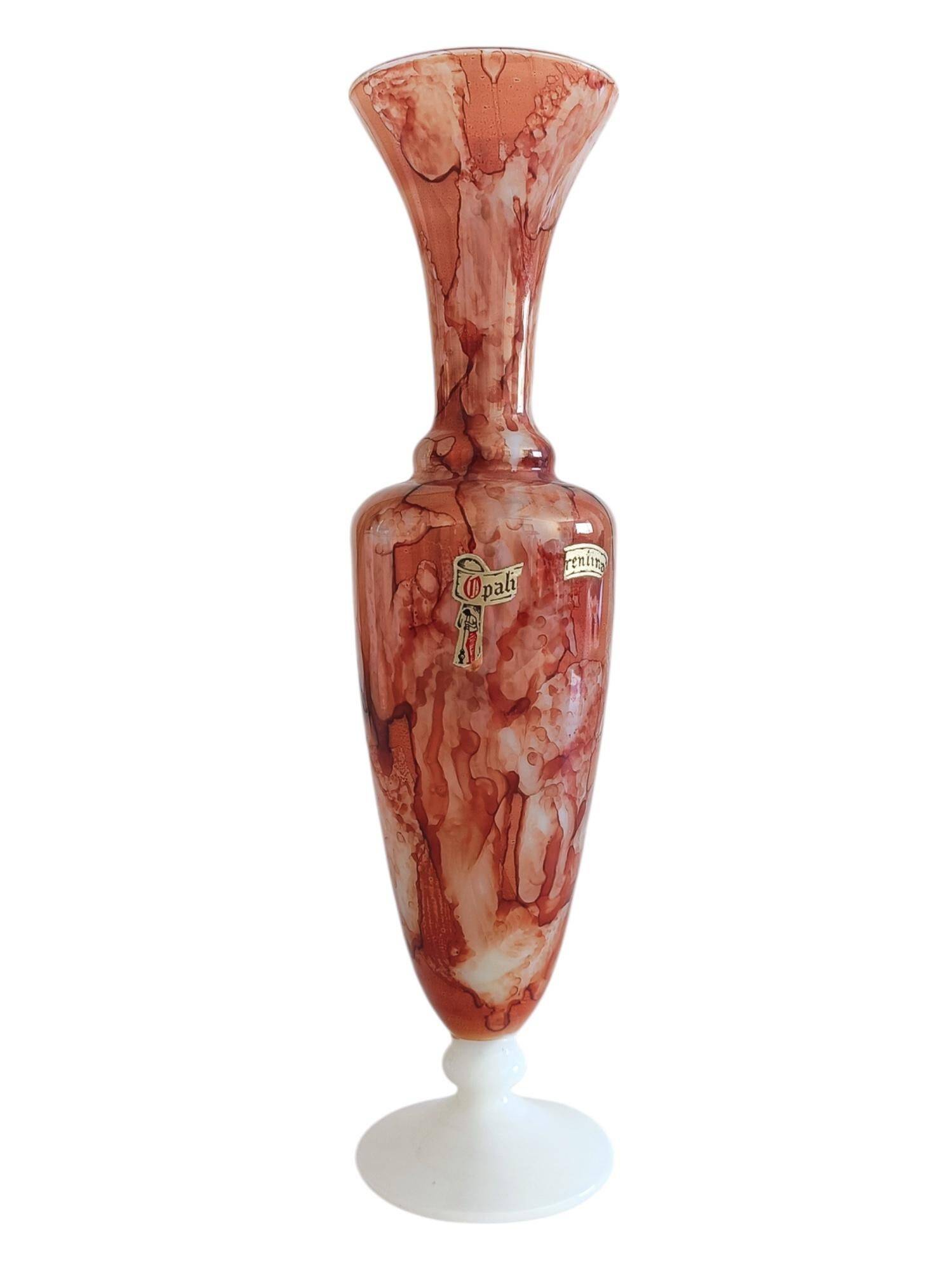 Rococo Revival Opaline Glass Vase by Stelvia, Hand-Blown, Italy, 1950s