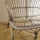 White rattan bench