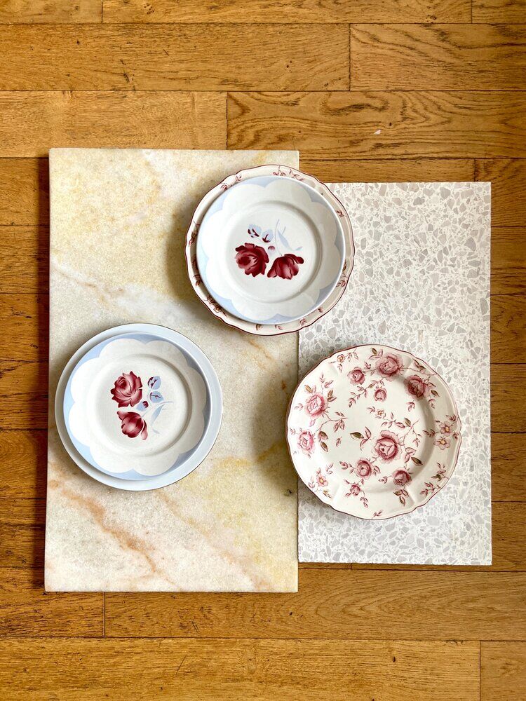 6 floral ceramic plates