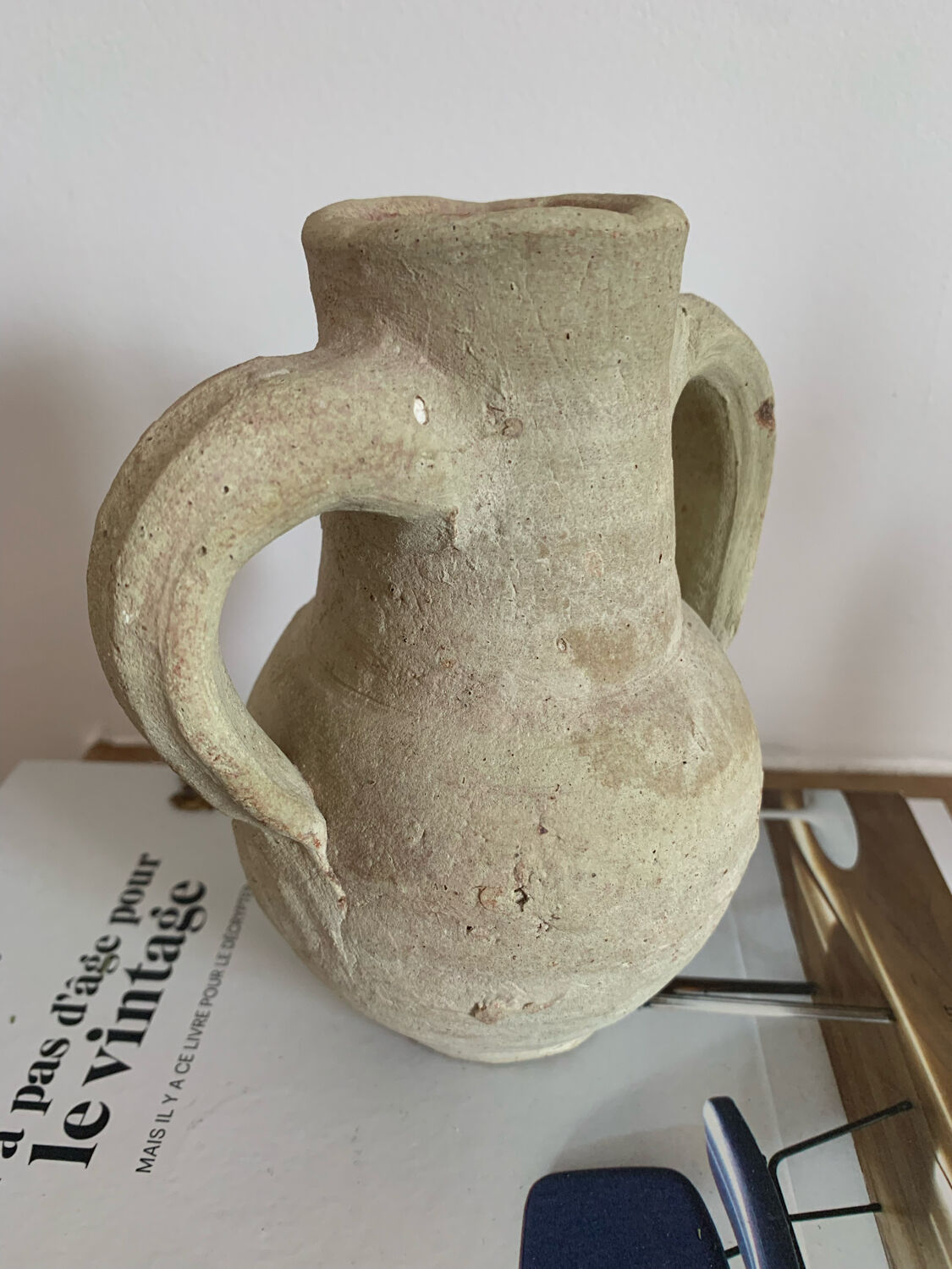 Vintage clay pot in minimalist style