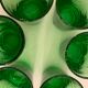 6 green whiskey glasses, bubbles and Biot soufflés