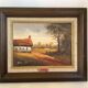 Countryside landscape painting oil on canvas signed