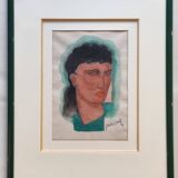 Portrait of a woman in lipstick, signed watercolor