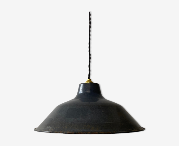 Ancienne suspension emaillee noire industriel