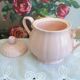 Vintage pink ceramic sugar bowl made by Salins France