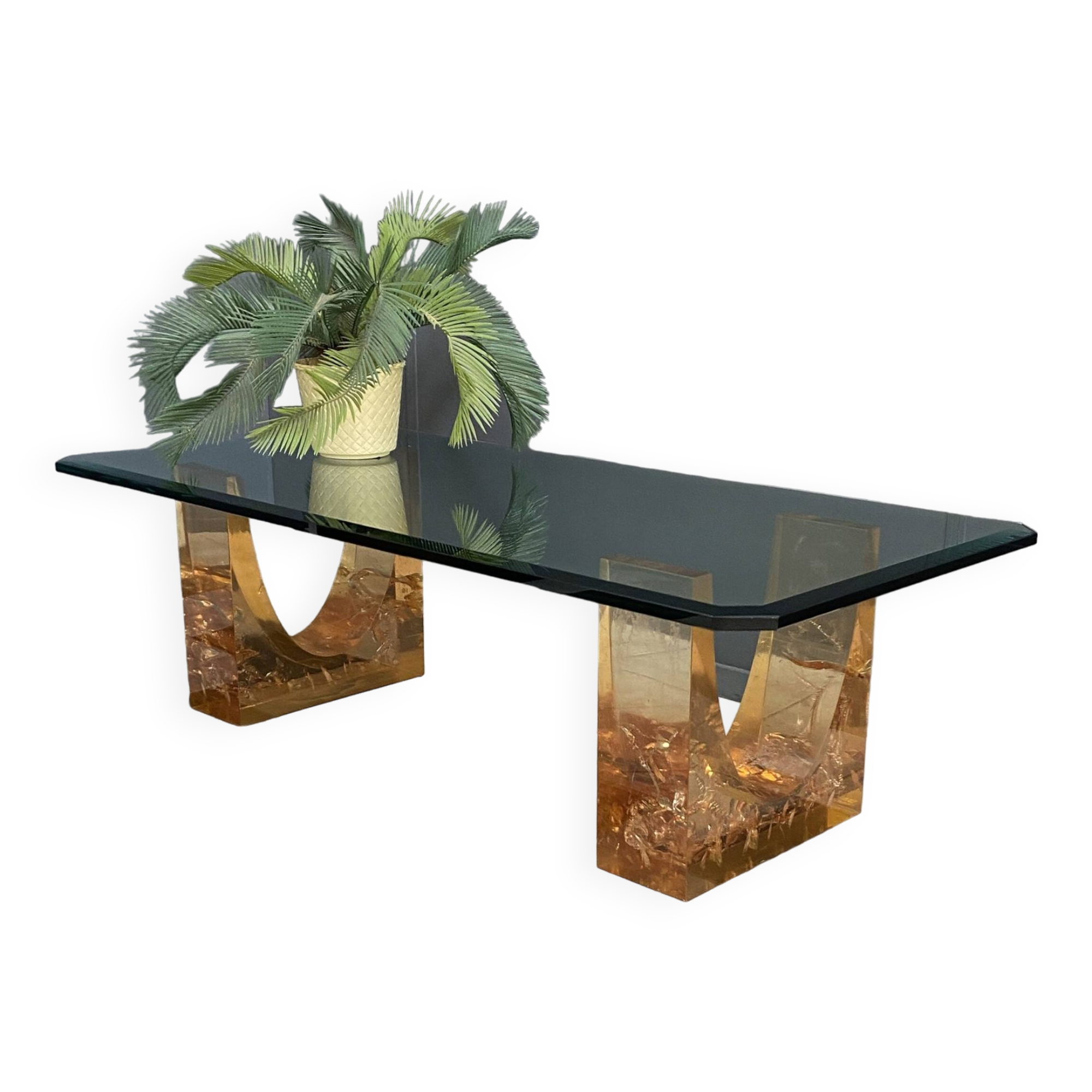 Glass coffee table in the style of marie-claude de fouguieres 1970s