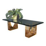 Glass coffee table in the style of marie-claude de fouguieres 1970s