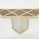 Console chrome laiton verre opalin noir de romeo rega 1970