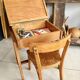 School desk and chair set stamped Baumann