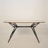 Mid-Century Italian Dining Table in Black Lacquered Metal and Formica, 1952