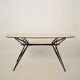 Table à manger italienne en métal laqué noir et formica, 1952