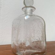Bouteille en verre danoise vintage avec gravure